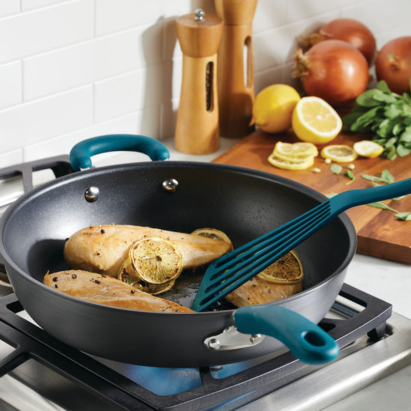 Create Delicious 12.5-Inch Hard Anodized Nonstick Induction Deep Frying Pan with Helper Handle