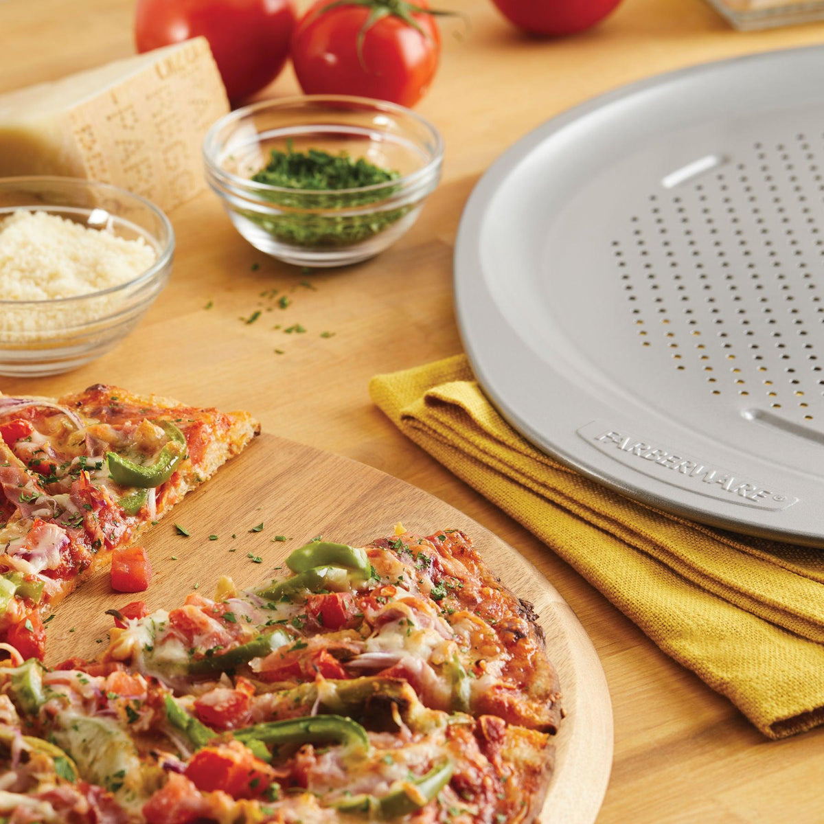 Nonstick Bakeware 2-Piece Perforated Pizza Pan and Baking Sheet Set