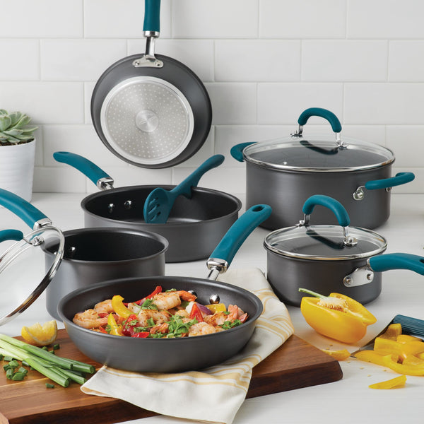Create Delicious 11-Piece Hard Anodized Nonstick Induction Cookware Set