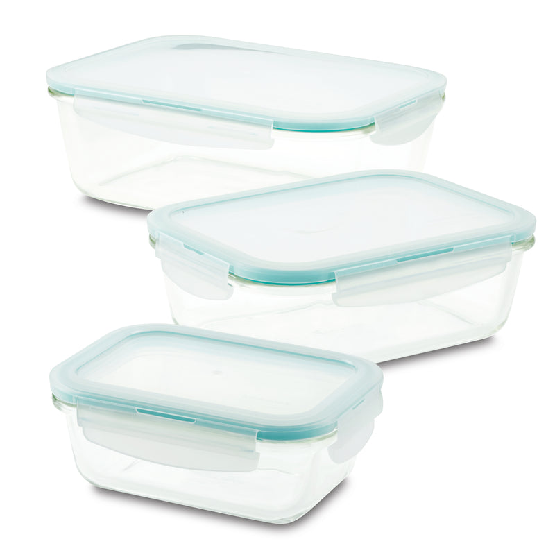 Airtight-Leakproof Borosilicate Glass 6-Piece Rectangular Glass Container Set