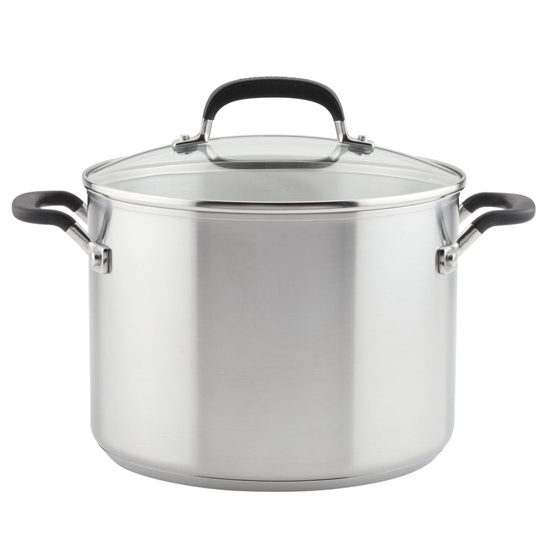 Stainless Steel 8-Quart Stockpot with Measuring Marks and Lid