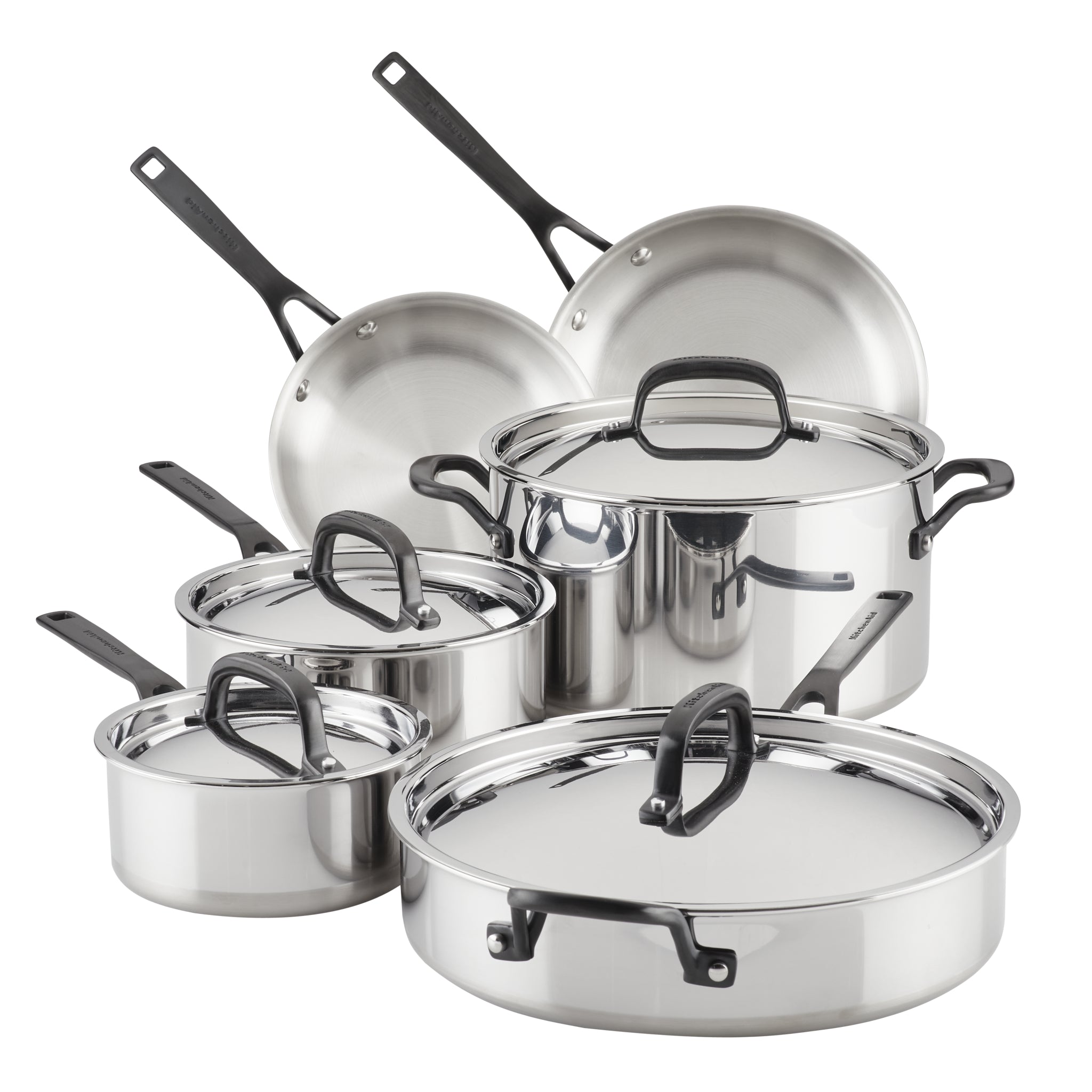 Stainless Steel 5-Ply Clad 10-Piece Cookware Set – PotsandPans