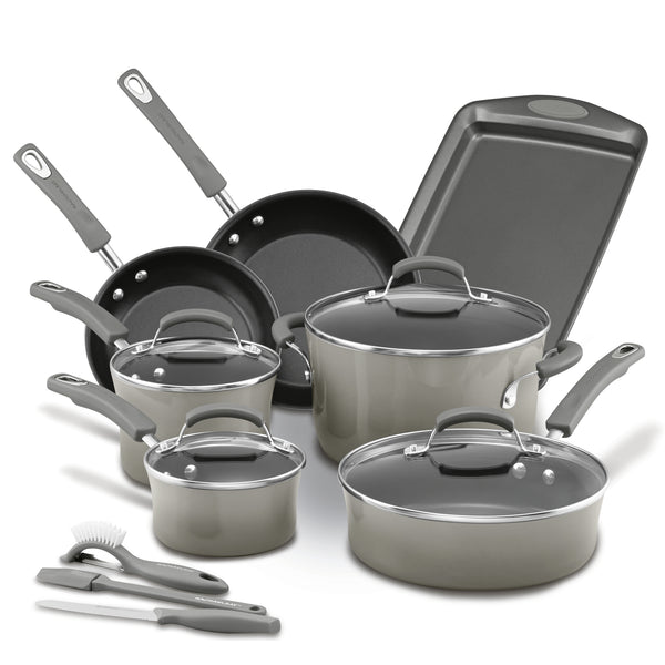 Rachael Ray 15-Piece Nonstick Pots and Pans Set/Cookware Set, Marine Blue