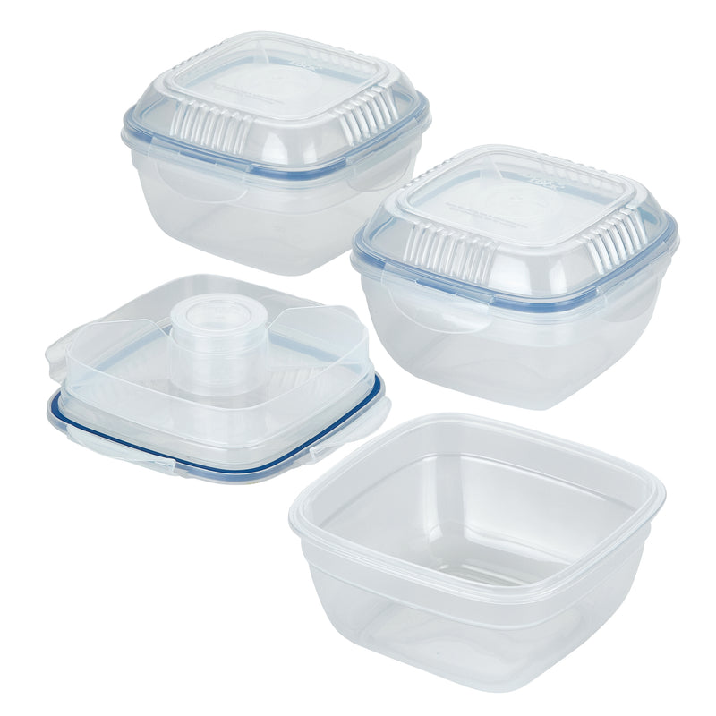 Set of 3 Salad Bowl with Tray and Dressing Cup – PotsandPans